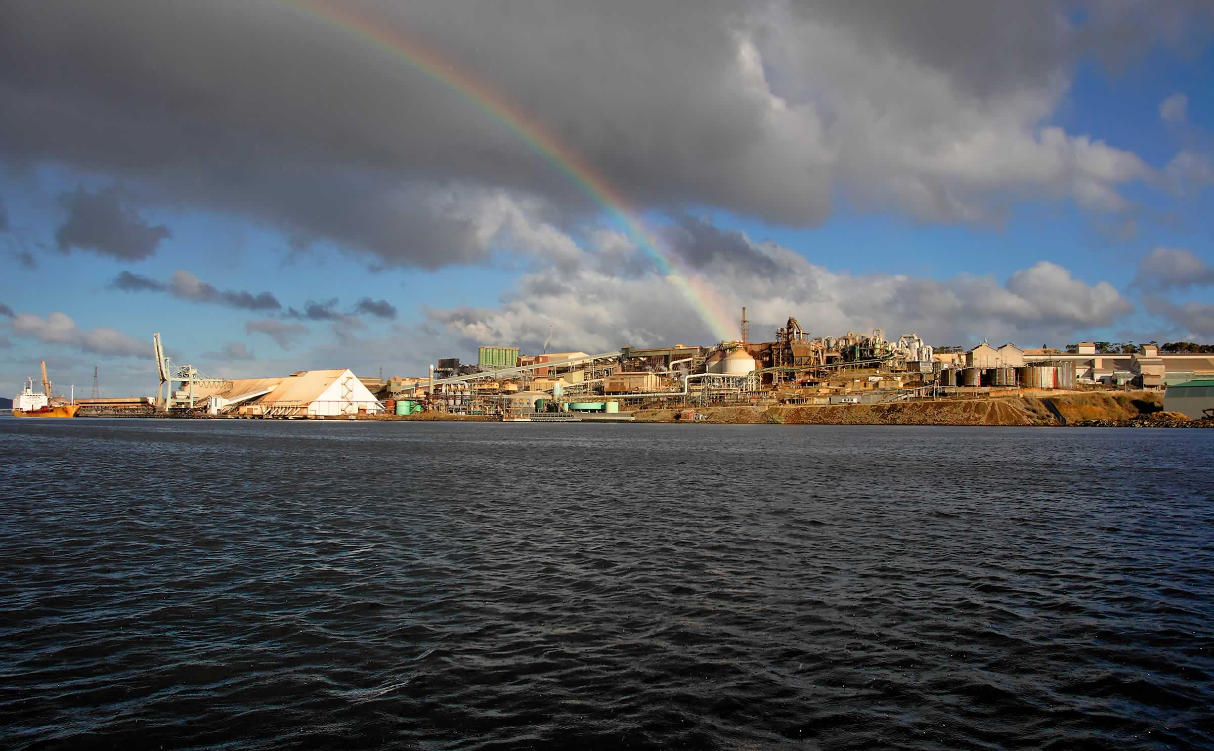 Nyrstar Hobart Smelter with rainbow.