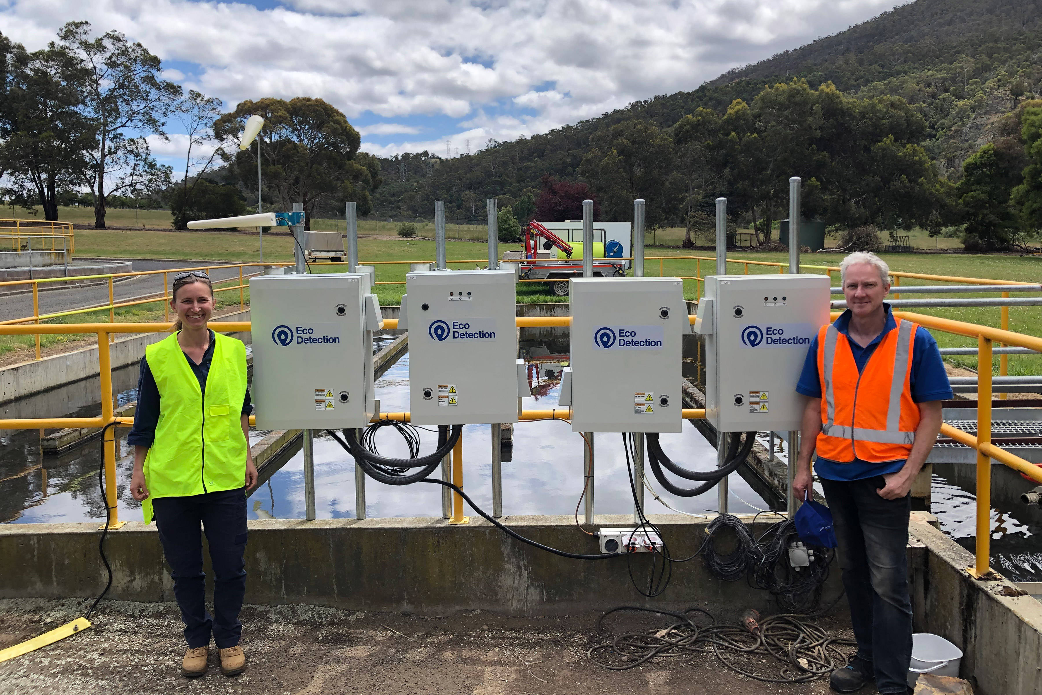 Installation of the first analyser at Turriff Lodge Wastewater Treatment Plant. Image: Derwent Estuary Program.