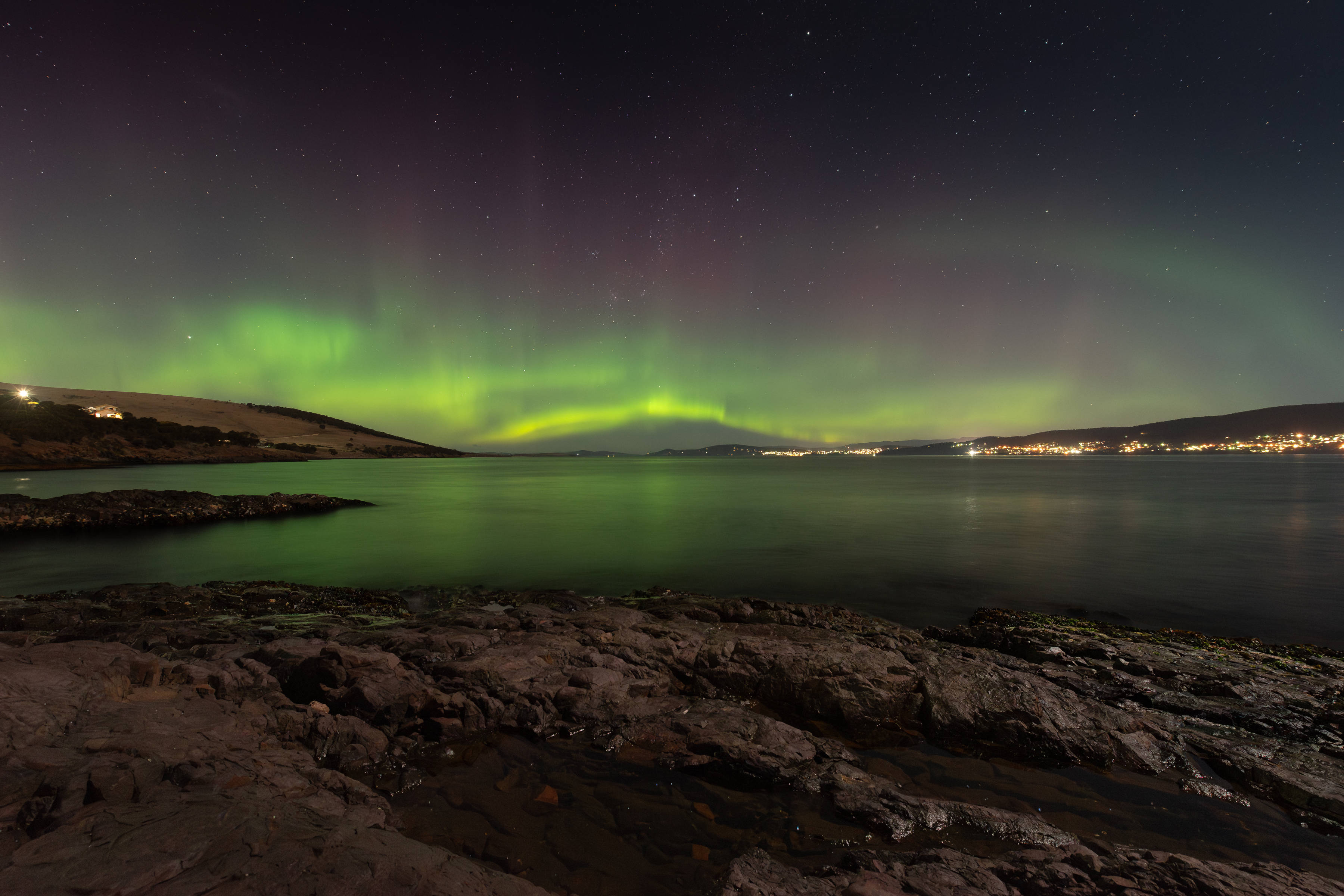 Aurora Australis from Tranmere, Hobart, Tasmania. Image: Andrew Fuller.